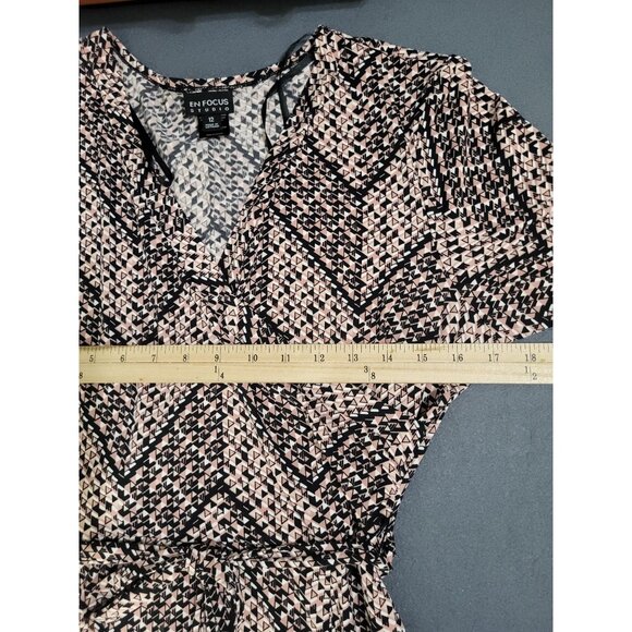 EN FOCUS STUDIO Women's SZ 12 Faux Wrap Dress 3/4 Sleeve NWT Geometric Print - Picture 7 of 9